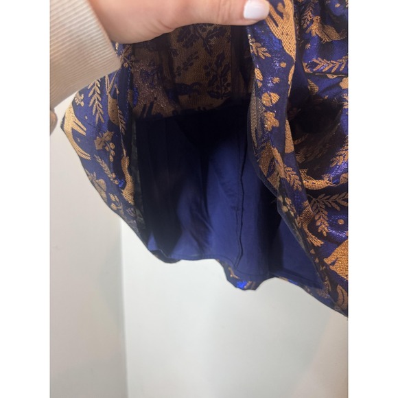 Mini Boden Dress Girls 5-6Y Blue Gold Woodland Animal Jacquard Party Holiday - Picture 5 of 6